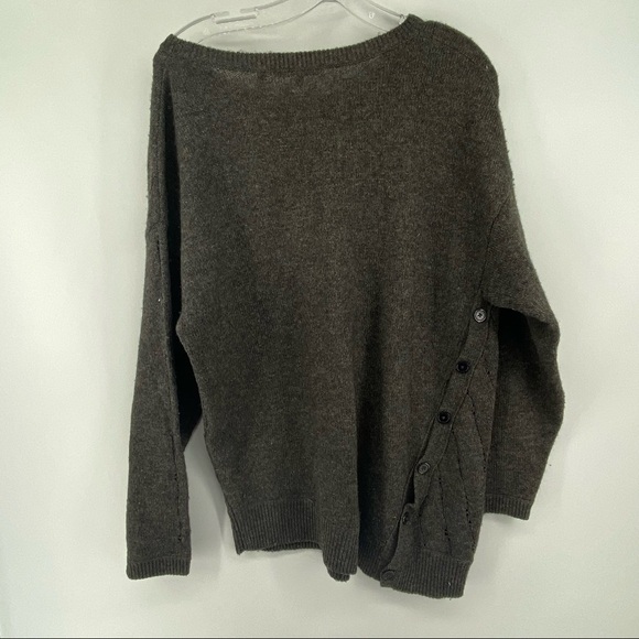 Vince Sz Large Charcoal Grey Cashmere Button Back Sweater - Picture 2 of 8